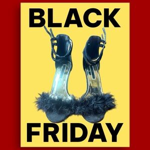 Liliana Elegant Black Feather Heels